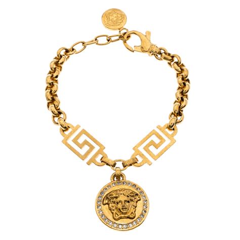 versace armband gold 585|Versace crystal medusa greca.